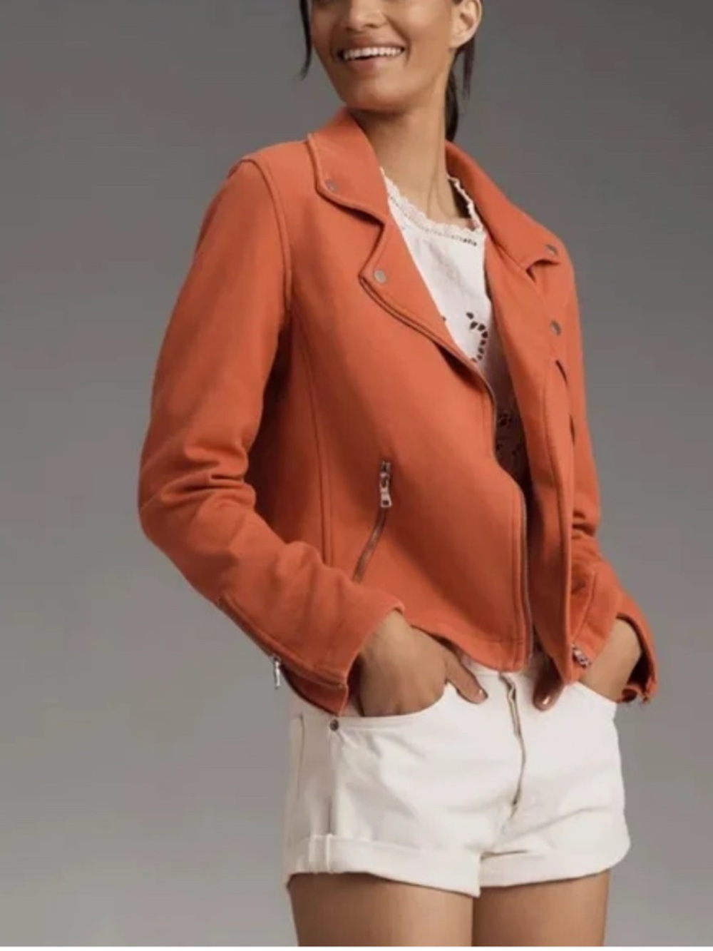 Anthropologie Rust Orange Moto Jacket - Picture 3 of 12